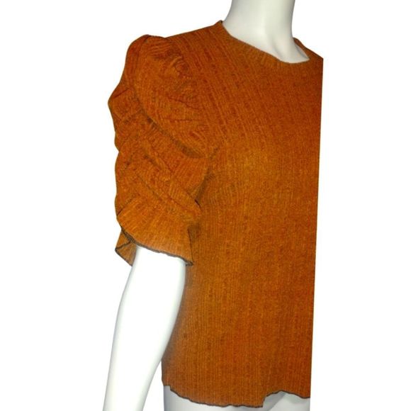 Rust Top Balloon Sleeve Stretch Size Small THML New - Picture 11 of 15